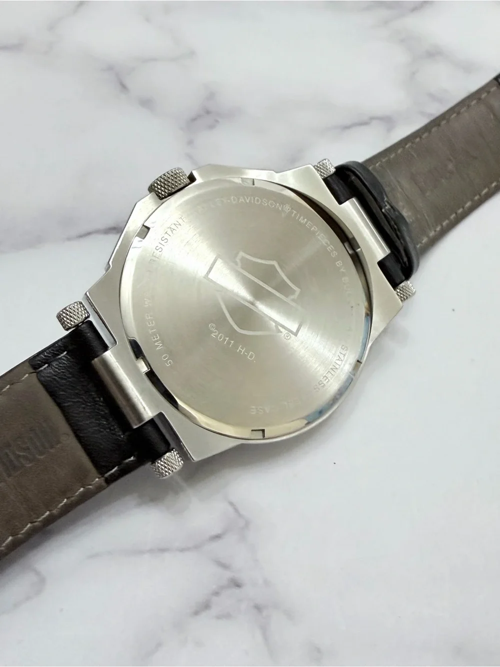Bulova Harley-Davidson Men's Watch 43mm Stainless Steel Leather Strap 76B156